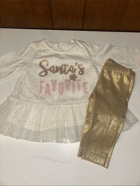 3/$25 Mud Pie | White Tulle Top and Gold Leggings